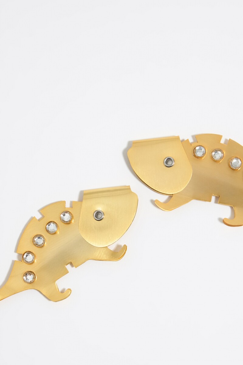 PENDIENTES CAMALEONES Y FLOR Oro