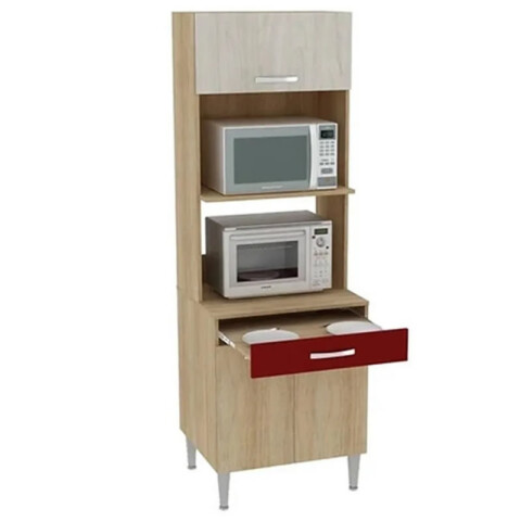 Mueble Multiuso 3 Puertas con base de apoyo y estantes para microondas y horno eléctrico Linea Tokio 63x52x202 Mueble Multiuso 3 Puertas con base de apoyo y estantes para microondas y horno eléctrico Linea Tokio 63x52x202