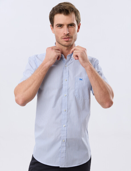 CAMISA RAYADA Celeste