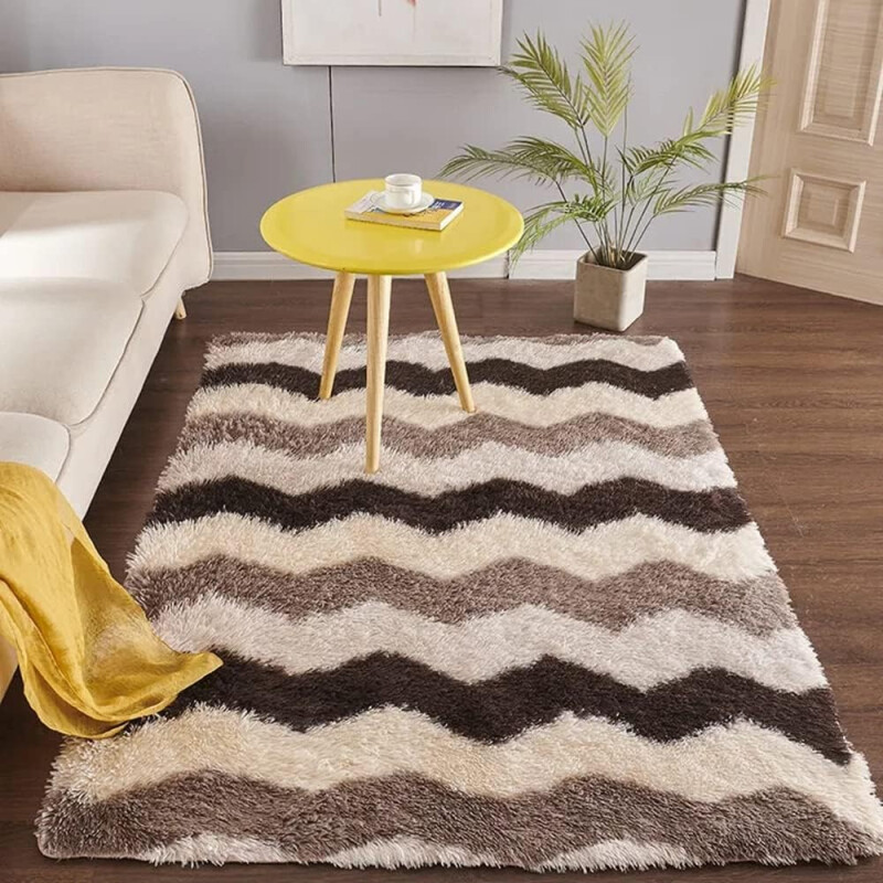 Alfombra Tapete Shaggy Peluda 100 X 150cm Pelo Alto Marrón