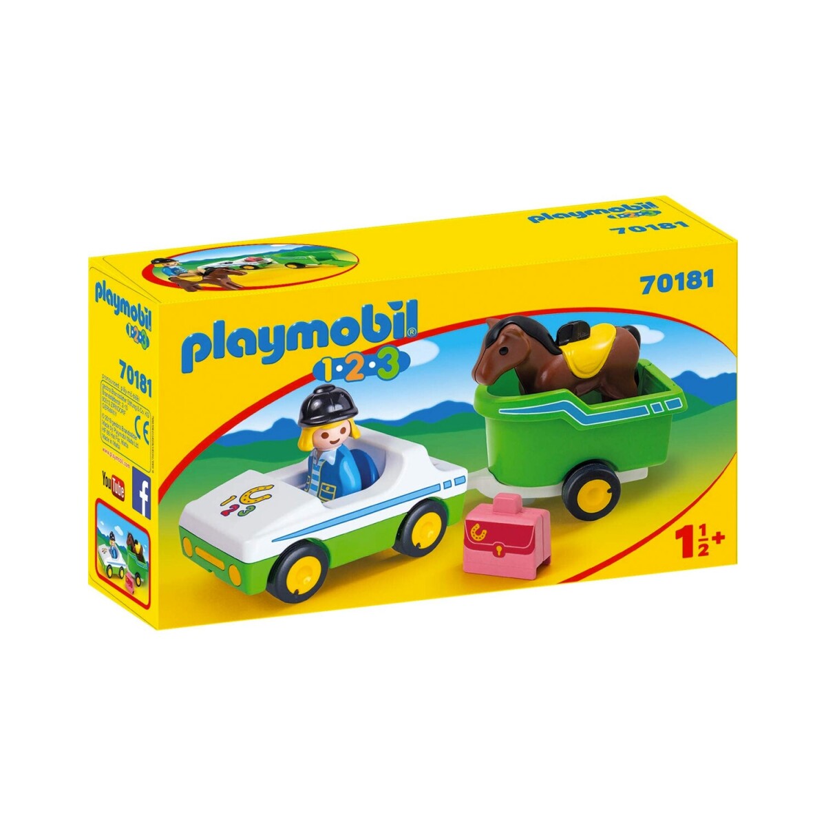Playmobil 1.2.3 coche con remolque de caballo 