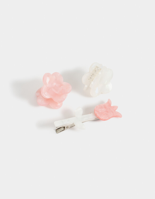 Sets Pelo Infantiles Con flores Set De Broches Infantiles Flores - Rosa Claro