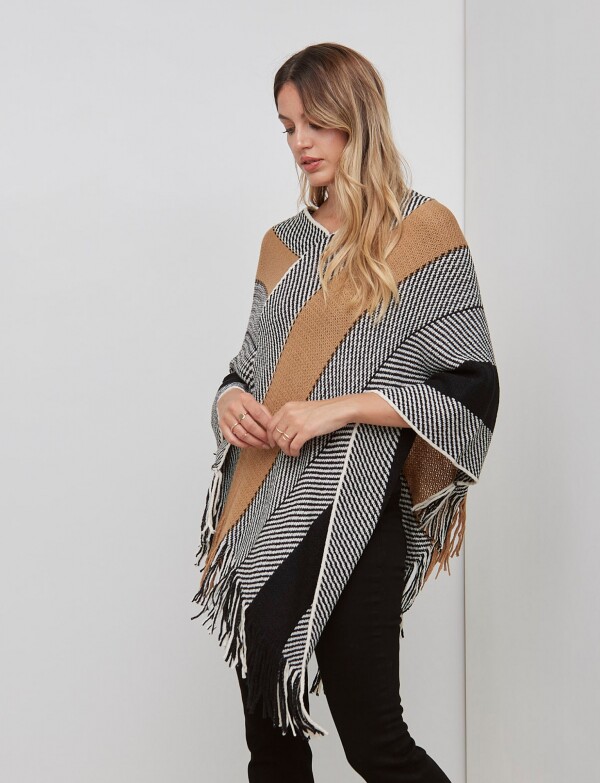 Poncho Lineas NEGRO/MULTI