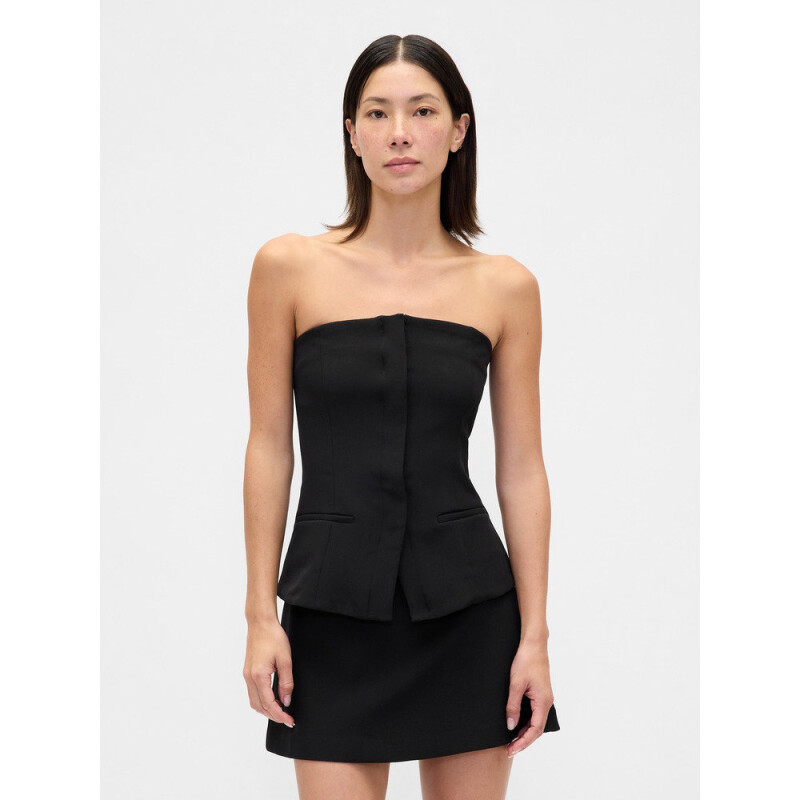 STRAPLESS TAILORED VEST TRUE BLACK