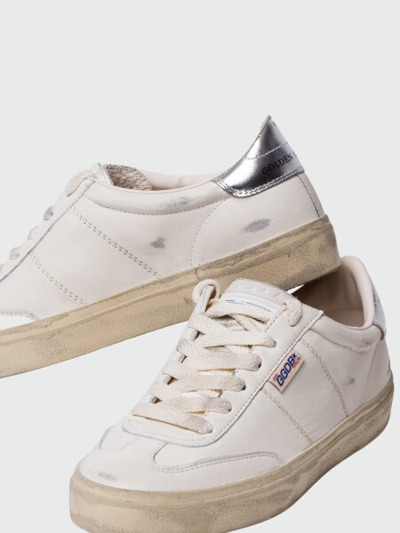 Golden Goose-Championes de cuero acordonados, Soul star Blanco
