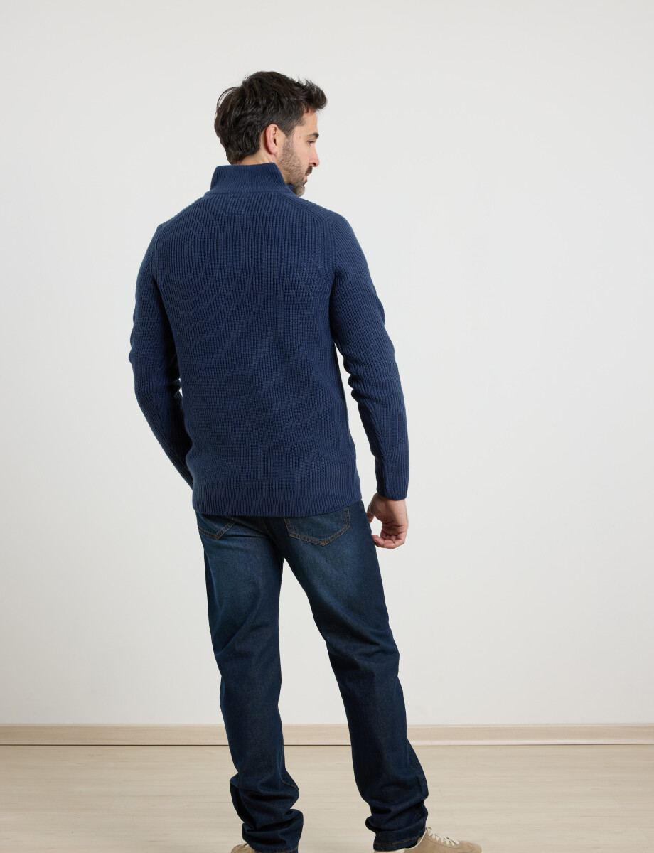 470587 SWEATER PUNTO MEDIO CIERRE HARRY Azul Oscuro