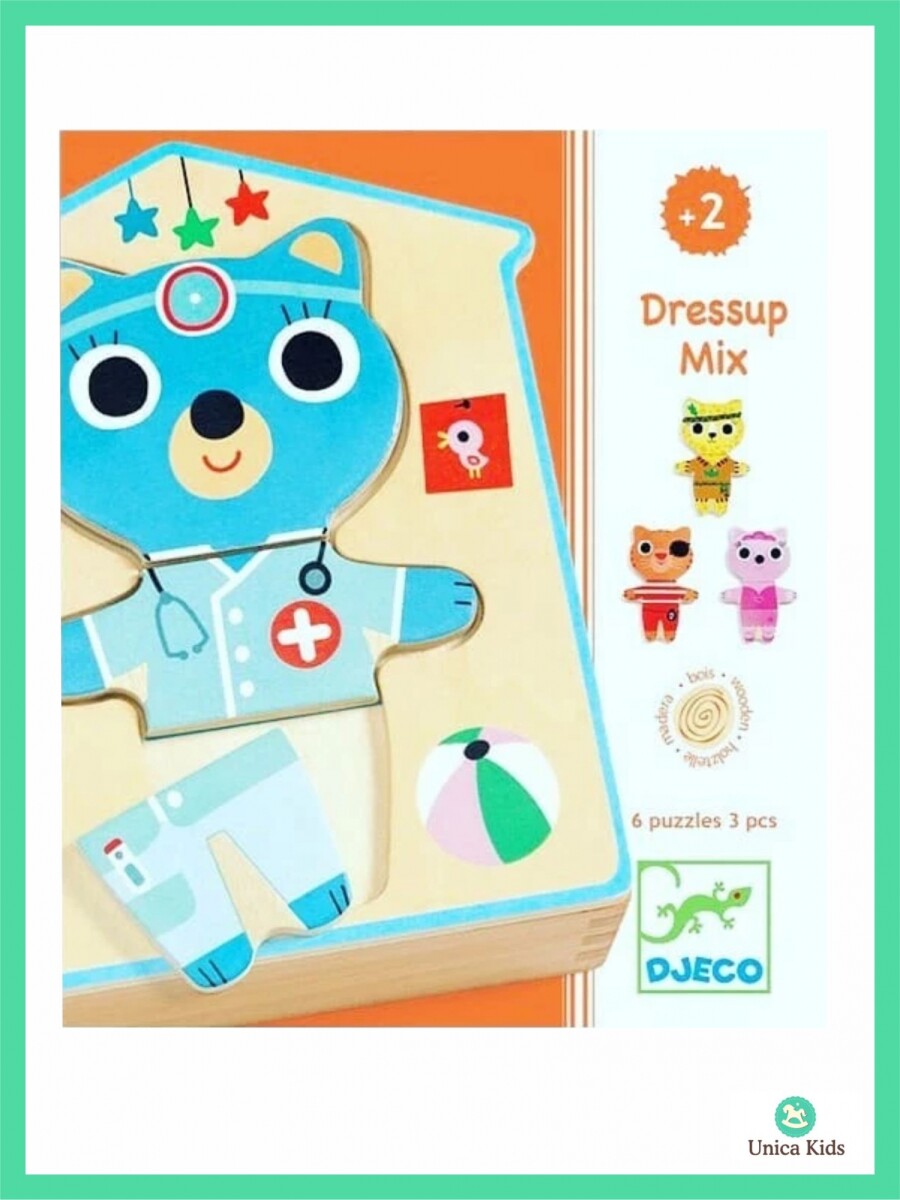 PUZZLE DE MADERA DRESSUP MIX DJECO - UNICO 
