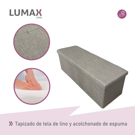 Puff Baúl Lumax Plegable 110x38 cm Organizador Living Dormitorio Gris Claro