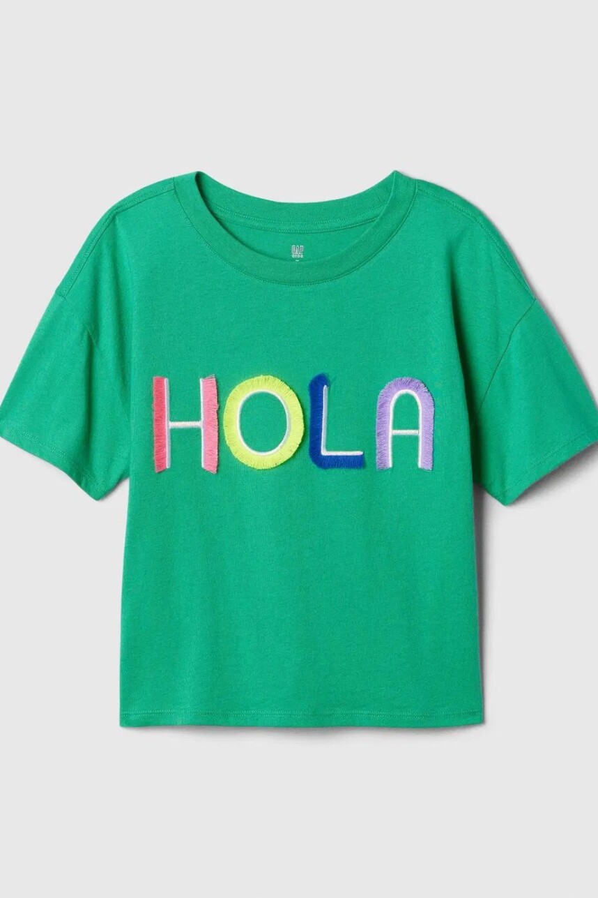 Remera Gráfico Manga Corta Niña Simply Green 17-5936