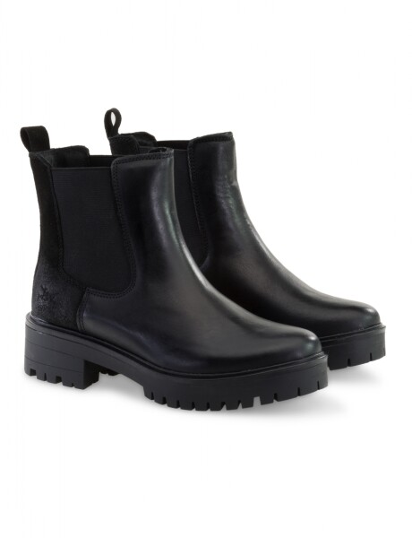 BOTA DE CUERO SIN CORDONES Negro