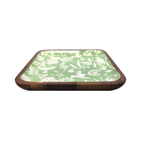 Plato de Madera de 16,5 x 16,5 cm Pajaros Verde