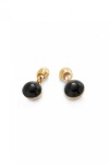 PENDIENTES EN ALEACIAÓN DE METALES BAÑADA EN ORO 18K CON MURANO NEGRO Pendiente