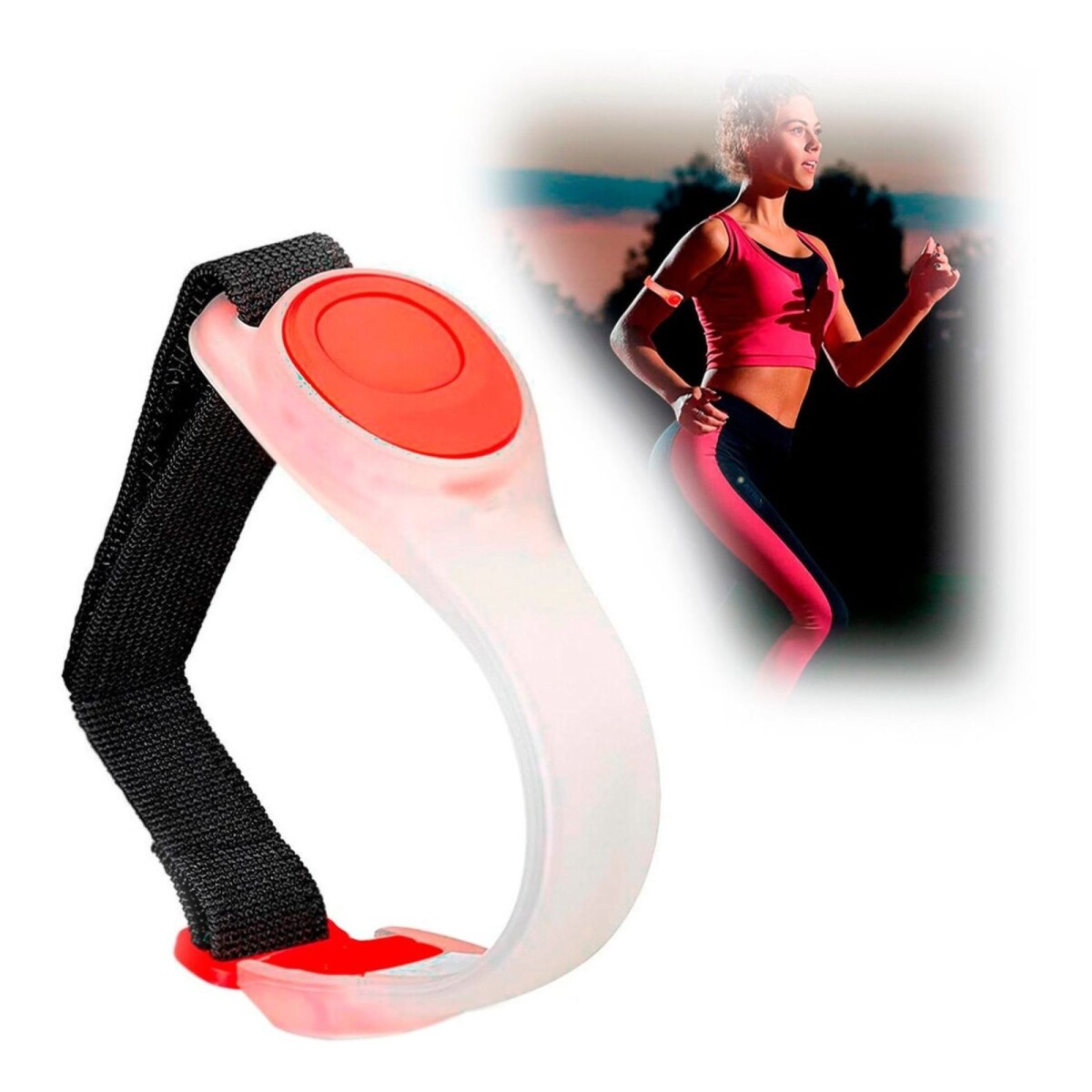 Brazalete Luz Led Reflectivo Correr Bici Ciclismo Deporte - Color Variante Rojo 