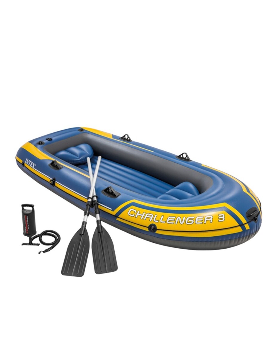 INTEX BOTE GOMÓN INFLABLE CHALLENGER 3 PERSONAS SERIE SPORT SET +REMOS +INFLADOR 