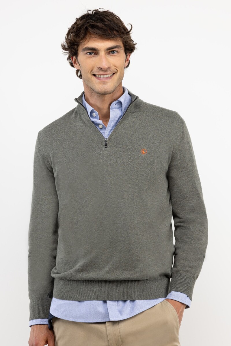 Sweater Medio Cierre El Ganso Verde