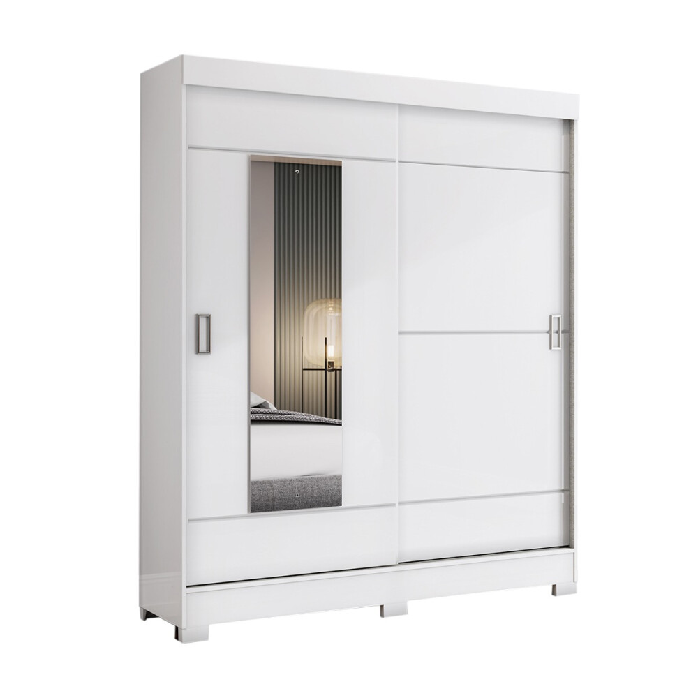 ROPERO 2 PUERTAS CORREDIZAS CON ESPEJO GUARDARROPA ARMARIO PLACARD CLOSET BLANCO