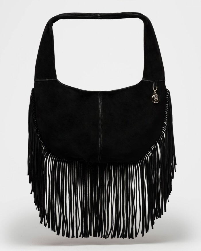 Bolso Amazonia En Cuero Gamuza Negro