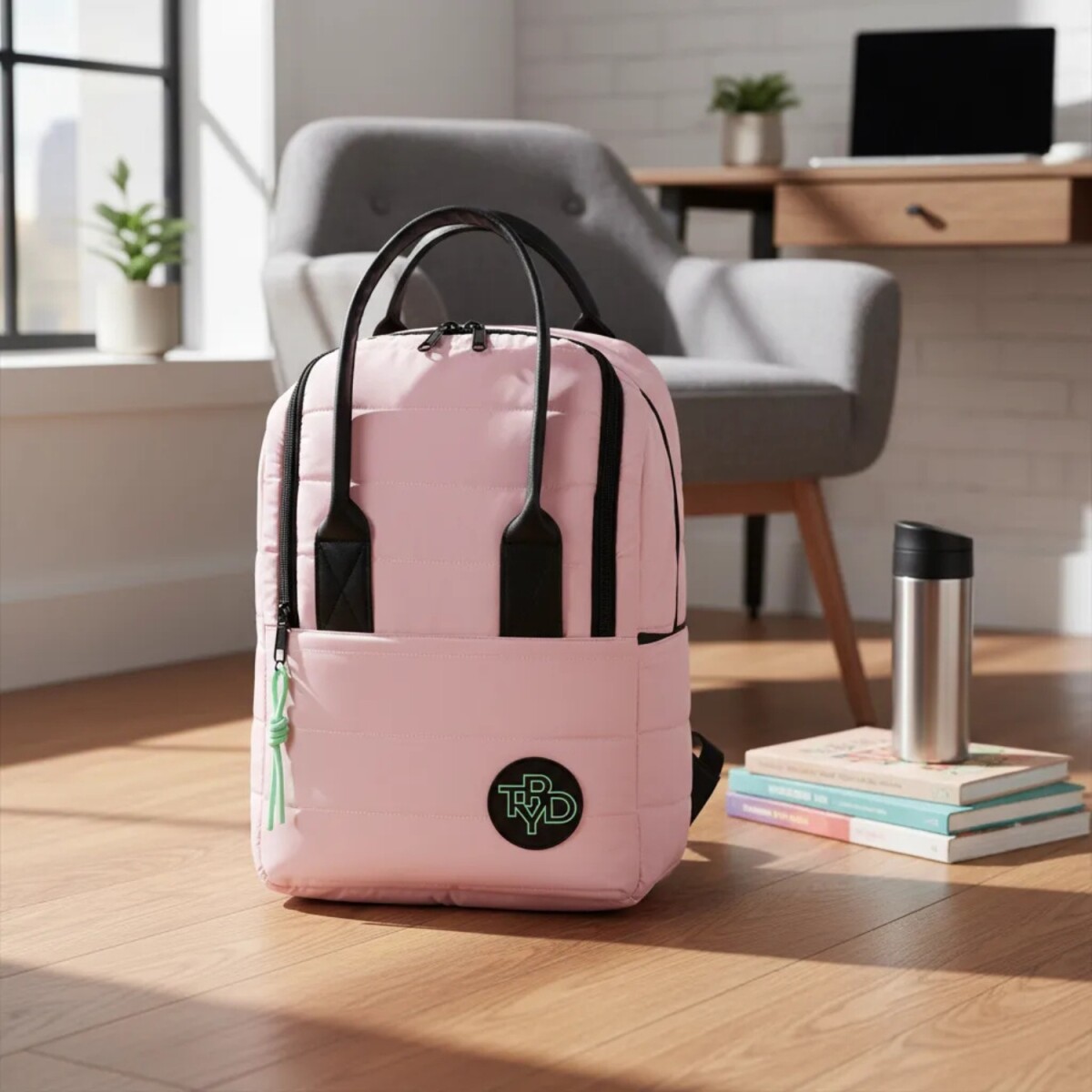 Mochila Trendy con Porta notebook y bolsillo de termo - Fucsia 