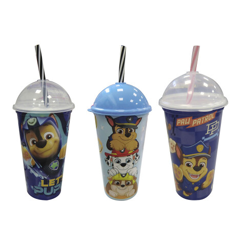 Vaso Plástico Milk Shake con Pajita Paw Patrol Diseño Surtidos 500 ml Azul Surtido