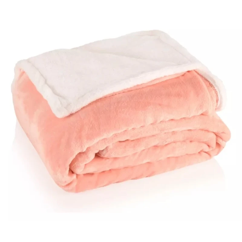 Frazada Reversible Polar Corderito Microfibra 1 Plaza - Salmón Frazada Reversible Polar Corderito Microfibra 1 Plaza - Salmón