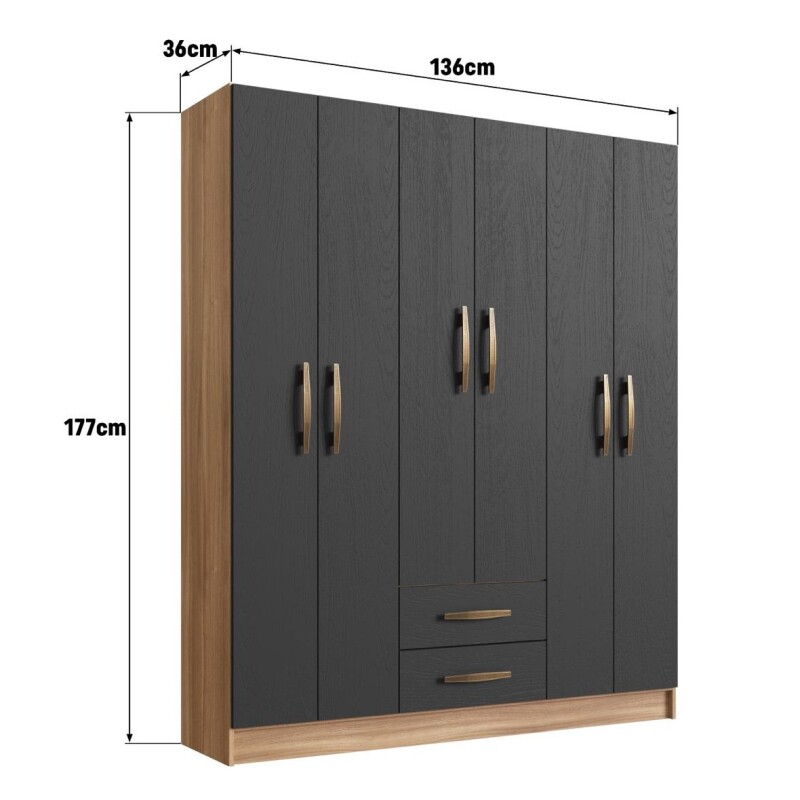 Armario Ropero Mac Mdp 6 Puertas 2 Cajones 9 Estantes Armario Ropero Mac Mdp 6 Puertas 2 Cajones 9 Estantes