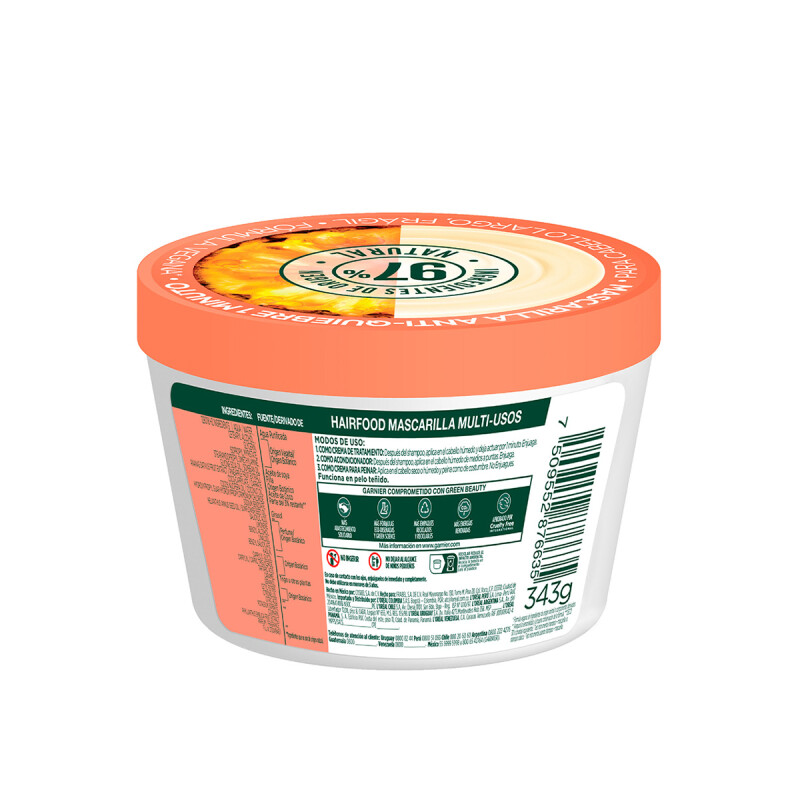 Mascarilla Hair Food Piña Garnier Fructis 350 Ml. Mascarilla Hair Food Piña Garnier Fructis 350 Ml.