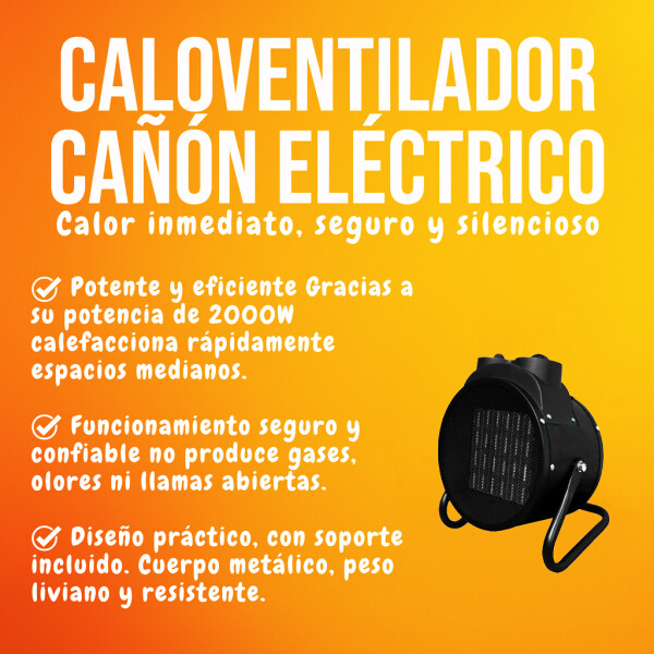 Caloventilador Cañon 2000W Eléctrico Potente 3 Modos Estufa Variante Color Negro
