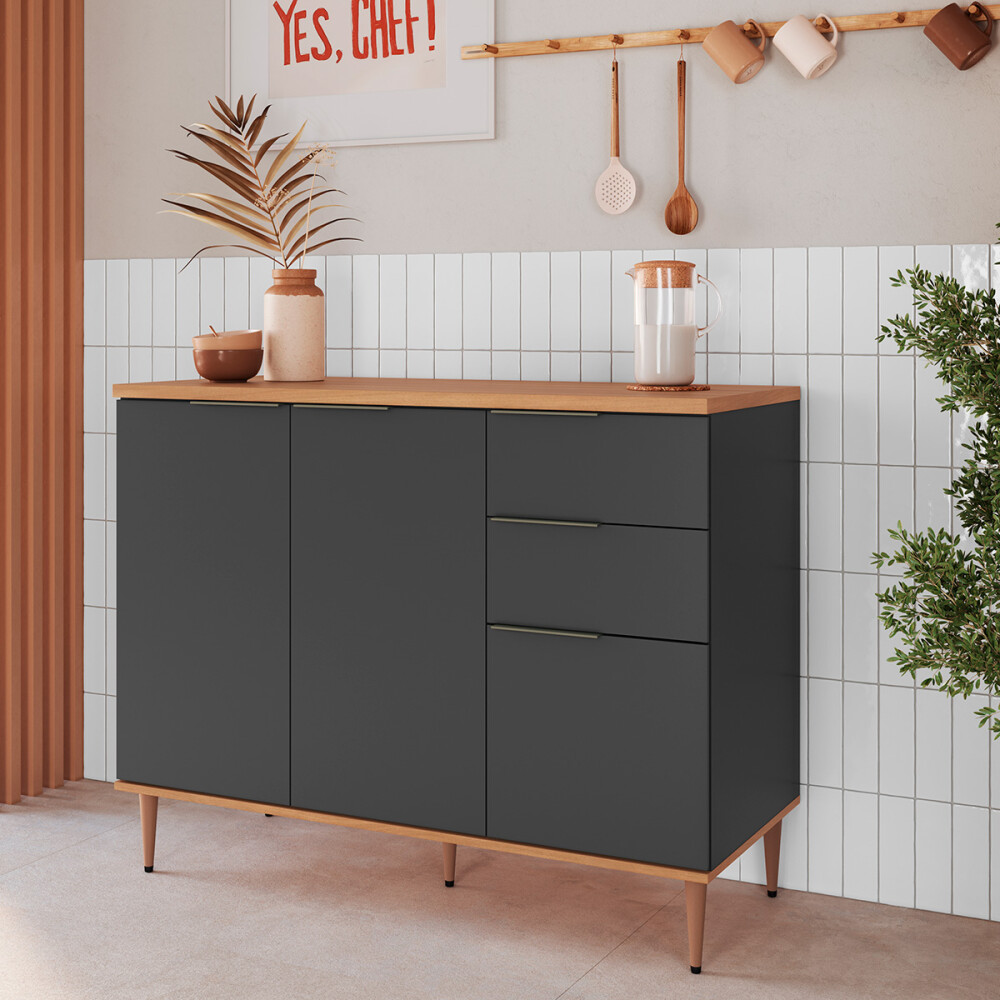 Módulo bajo ALICE 1,20 m, 2 puertas / 2 cajones GRAFITO Módulo Bajo Alice 1,20 M, 2 Puertas / 2 Cajones Grafito