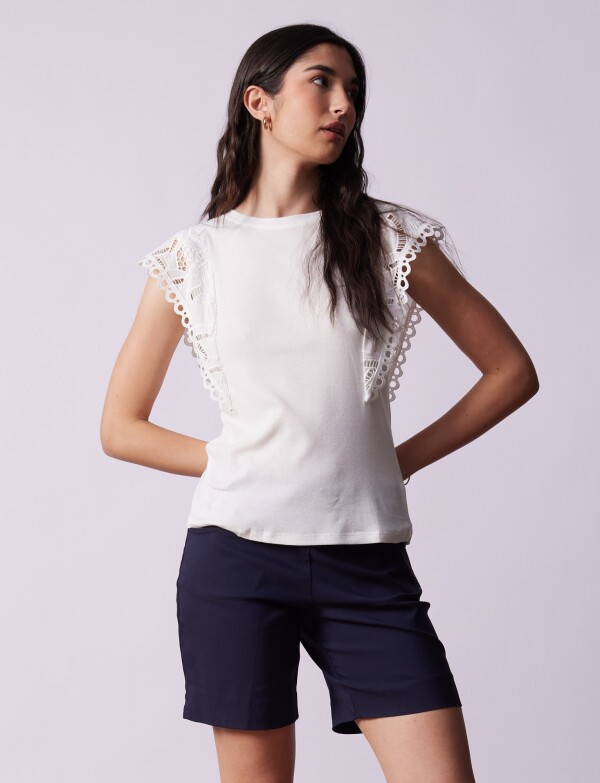 Blusa Manga Crochet BLANCO