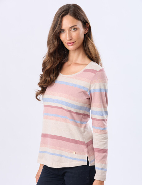 REMERA RAYADA Rosado