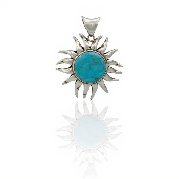 Dije Colgante Sol-Plata 925-Turquesa-CP3817 conpiedra