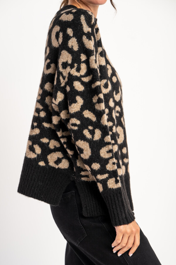 Sweater Animal Print Negro