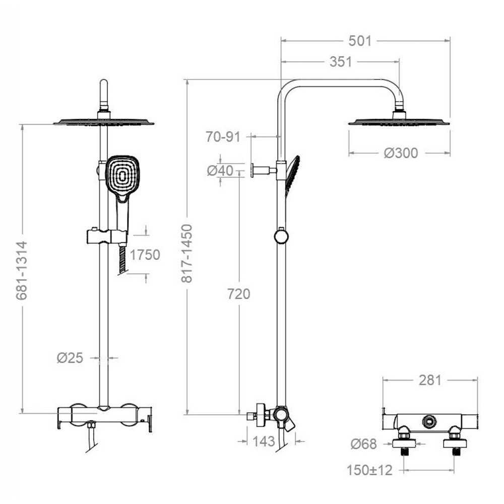 BARRAL CON DUCHA Y GRIFERIA MONOCOMANDO COLOR NEGRO MATE Barral Con Ducha Y Griferia Monocomando Color Negro Mate