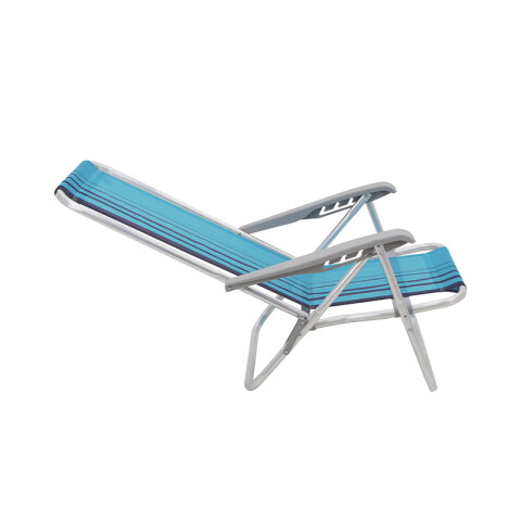Silla playera aluminio y tela celeste y azul TD0920