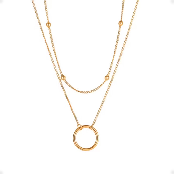 Collar de Colgante con Aro de Acero Inoxidable con Cadena Chapada en Oro Collar de Colgante con Aro de Acero Inoxidable con Cadena Chapada en Oro