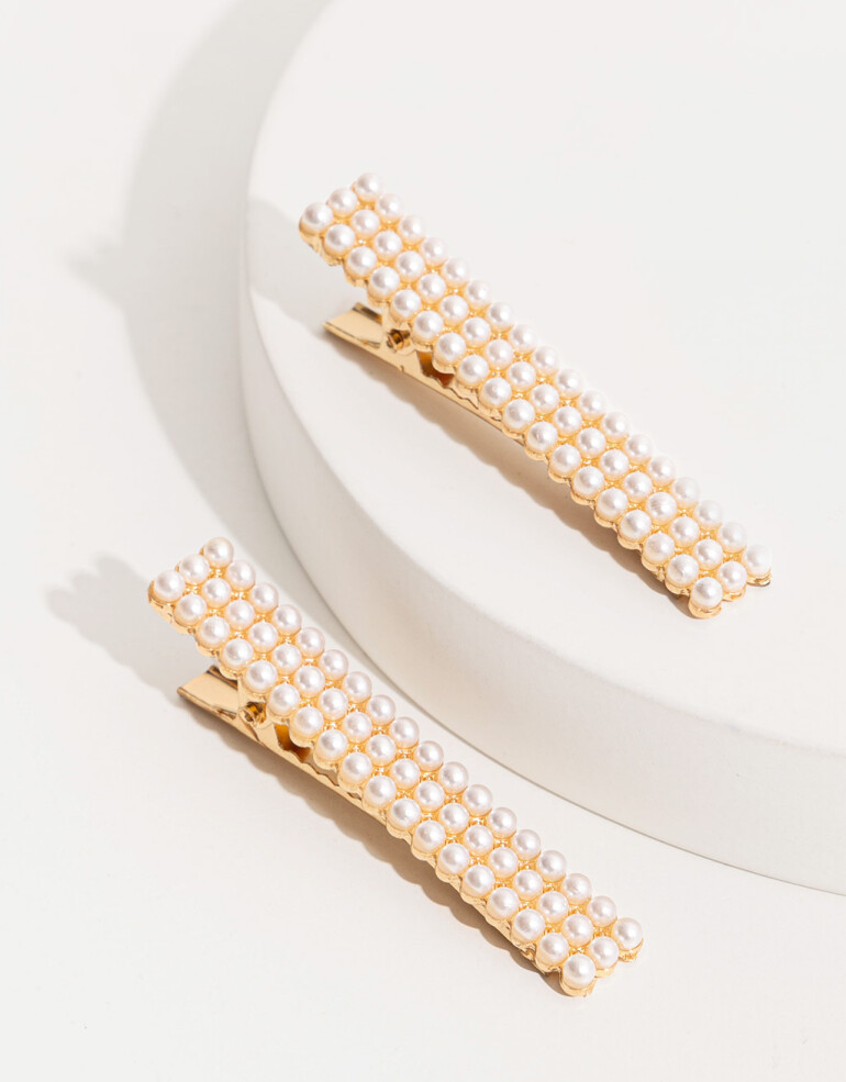 Horquillas con Accesorios Perla Set De Hebillas Con Perlas - Combinacion Bicolor