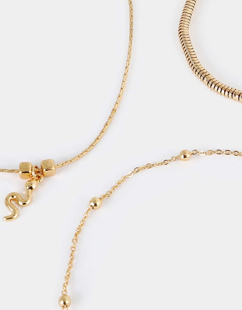 Chokers Set Bañado En Oro Mistico - Dorado 