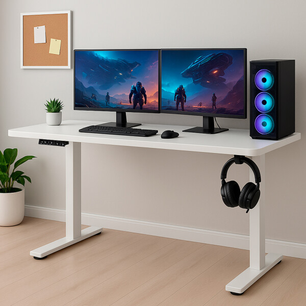 Escritorio Eléctrico Gamer Ergonómico Con Altura Ajustable BLANCO