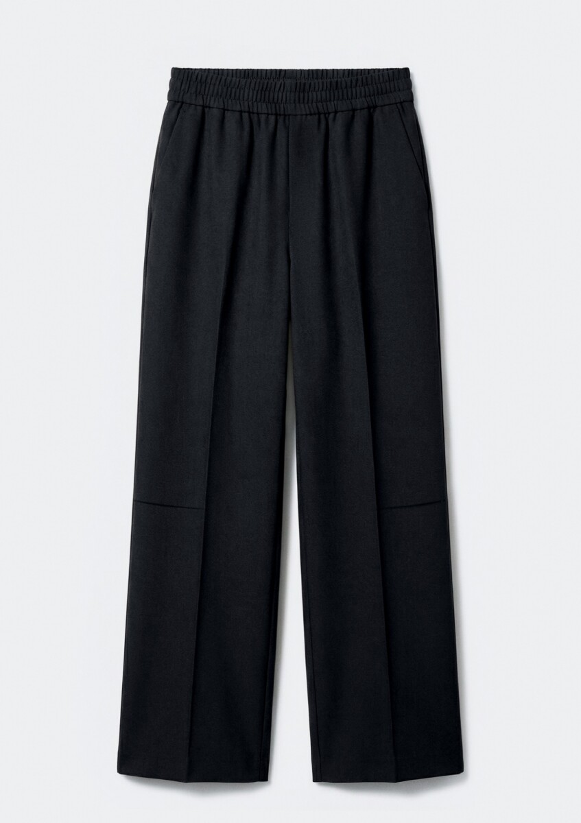 PANTALÓN RECTO DE TELA - BEIGE - NEGRO 
