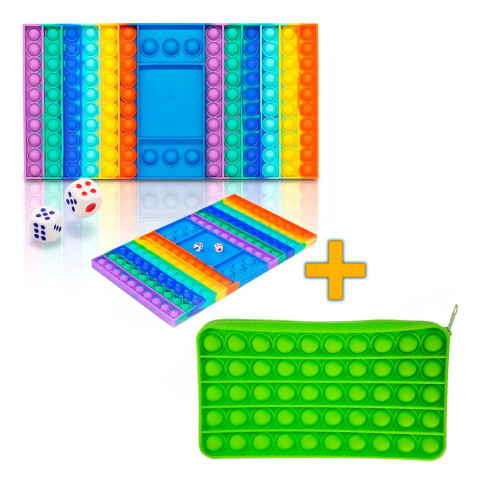 Kit Juego Dados Pop It + Cartuchera Escuela Infantil Color Variante Verde