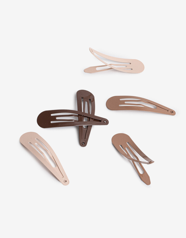 Horquillas Set Acrilico Set De Hebillas Tic Tac - Marron Beige