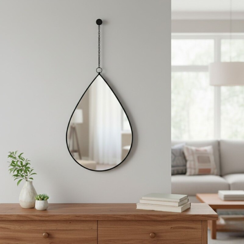 ESPEJO GOTA C/MARCO NEGRO 19X28CM Unica