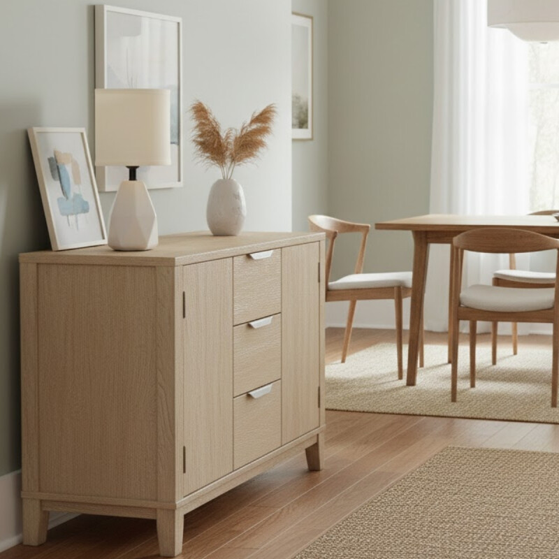 Lámpara de mesa dormitorio cerámica facetada 13x13x28 BEIGE