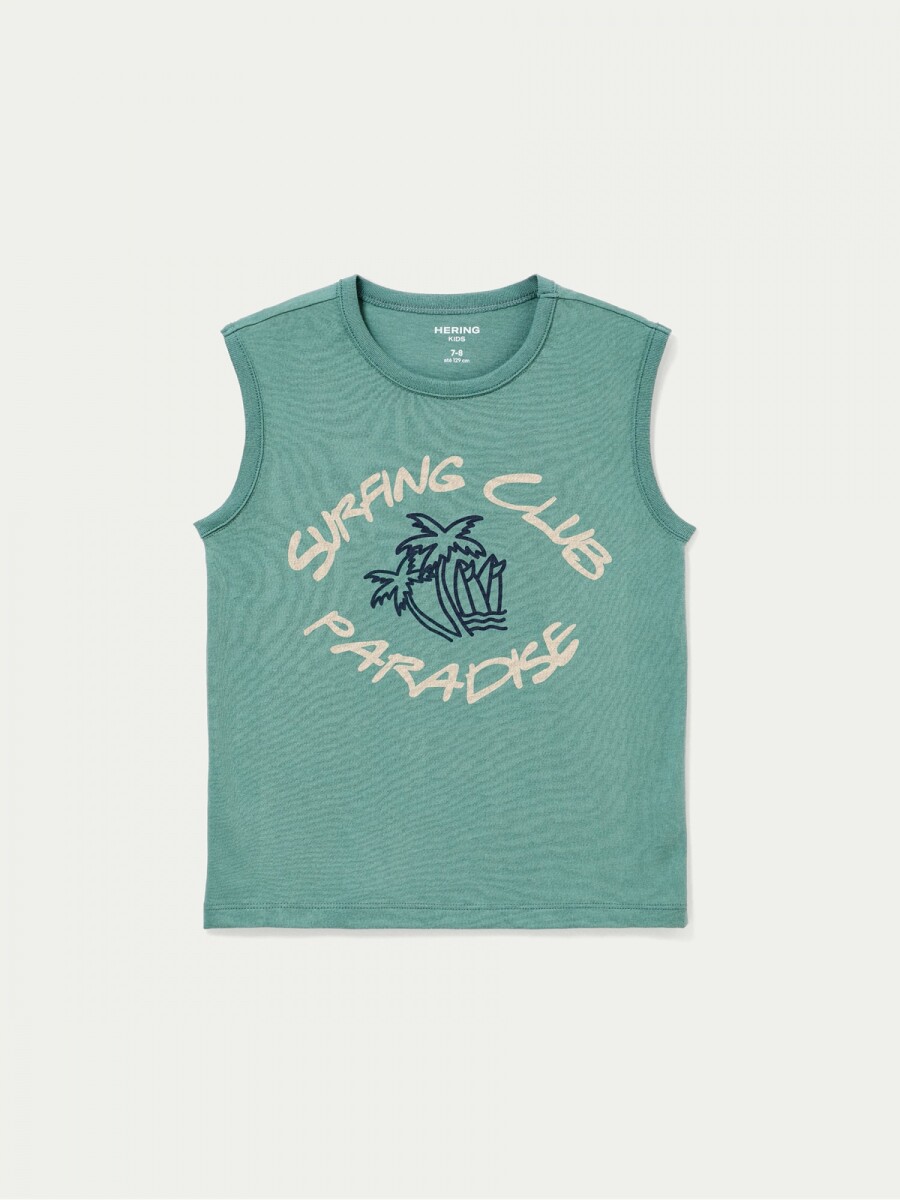CAMISETA SIN MANGAS DE TEJIDO DE PUNTO CON ESTAMPADO - VERDE 