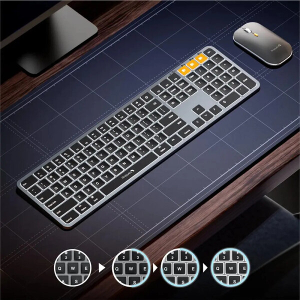 Combo Mouse Y Teclado Protoarc Bth Km100 Retroiluminado COMBO PROTOARC KM100-A MOUSE + TECLADO