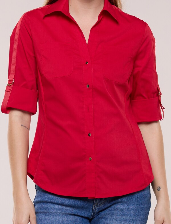 Camisa Algodon Con Laterales Elastizados ROJO