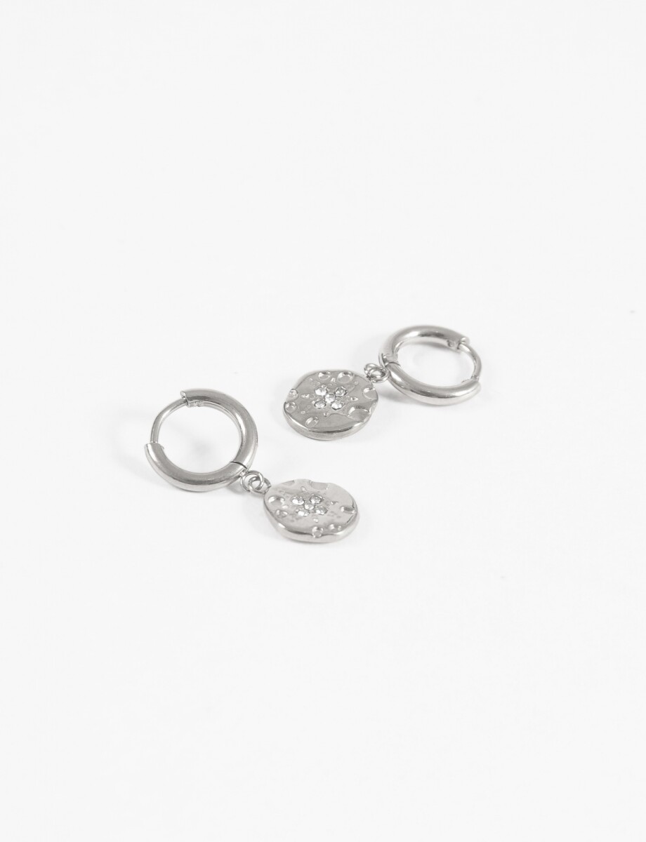 Aros dije medalla strass - plateado 