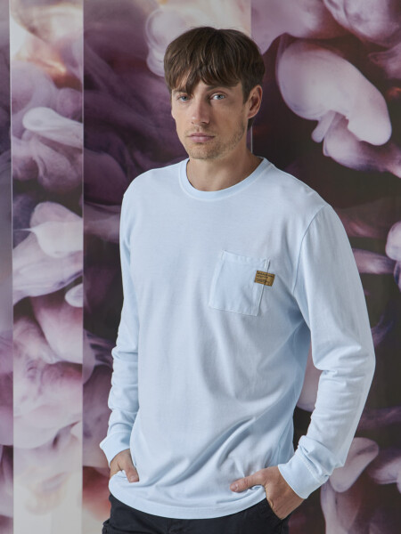 T-SHIRT TAZ PIQUE L/S CELESTE