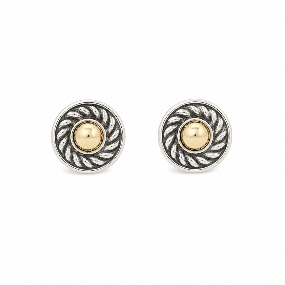 Caravana Circulo Labrado- Plata y oro - CA8484 - sinpiedra 