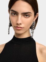 Pendientes Largos De Cristales plateado